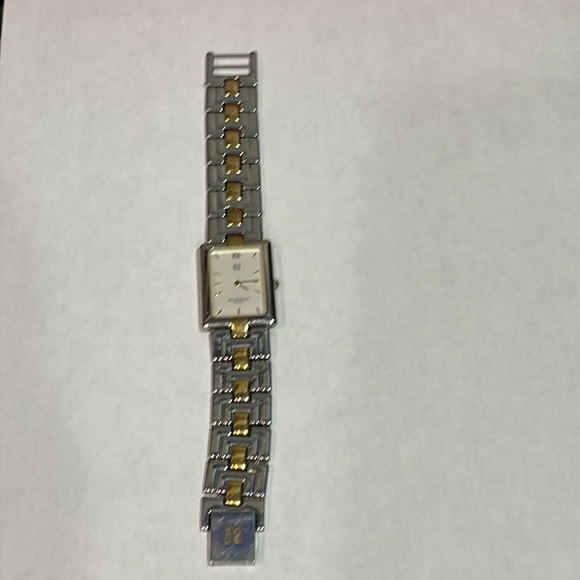 GIVENCHY Gold Silver Combination Swiss White Dial Rectangular Watch - Picture 4 of 6